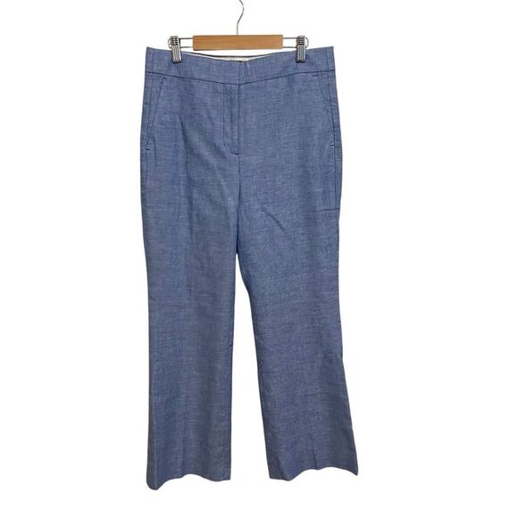 J. Crew Hayden Linen Blend Ankle Kickout Pants Blue Size 6 - Picture 1 of 7